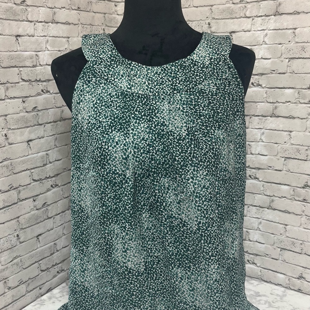Banana Republic Green and White Sleeveless Boxy Blouse